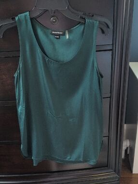 Deep Green Silk Tank Top - Sleeveless Women's Top